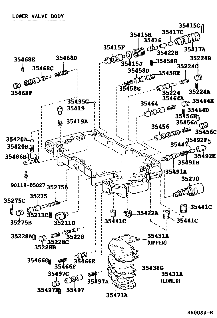 Toyota CAMRY 阀体和滤油网(ATM) EPC diagram — 350083C