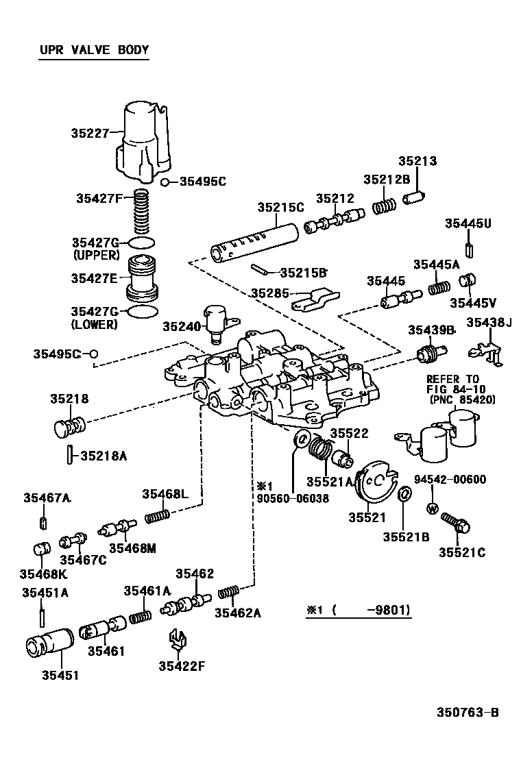 Toyota CAMRY 阀体和滤油网(ATM) EPC diagram — 350763B