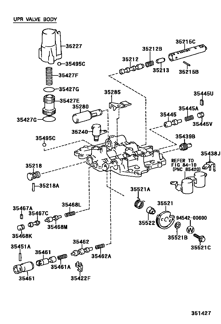 Toyota CAMRY 阀体和滤油网(ATM) EPC diagram — 351427