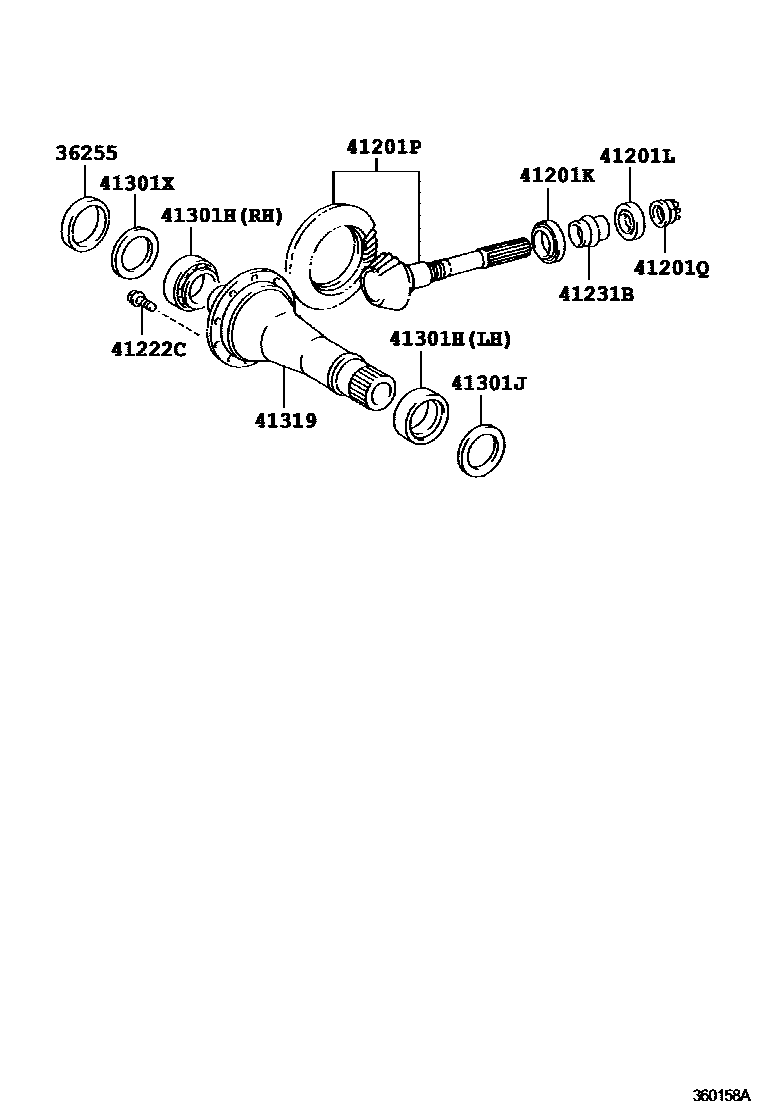 Toyota CAMRY Transfer Gear EPC diagram — 360158A