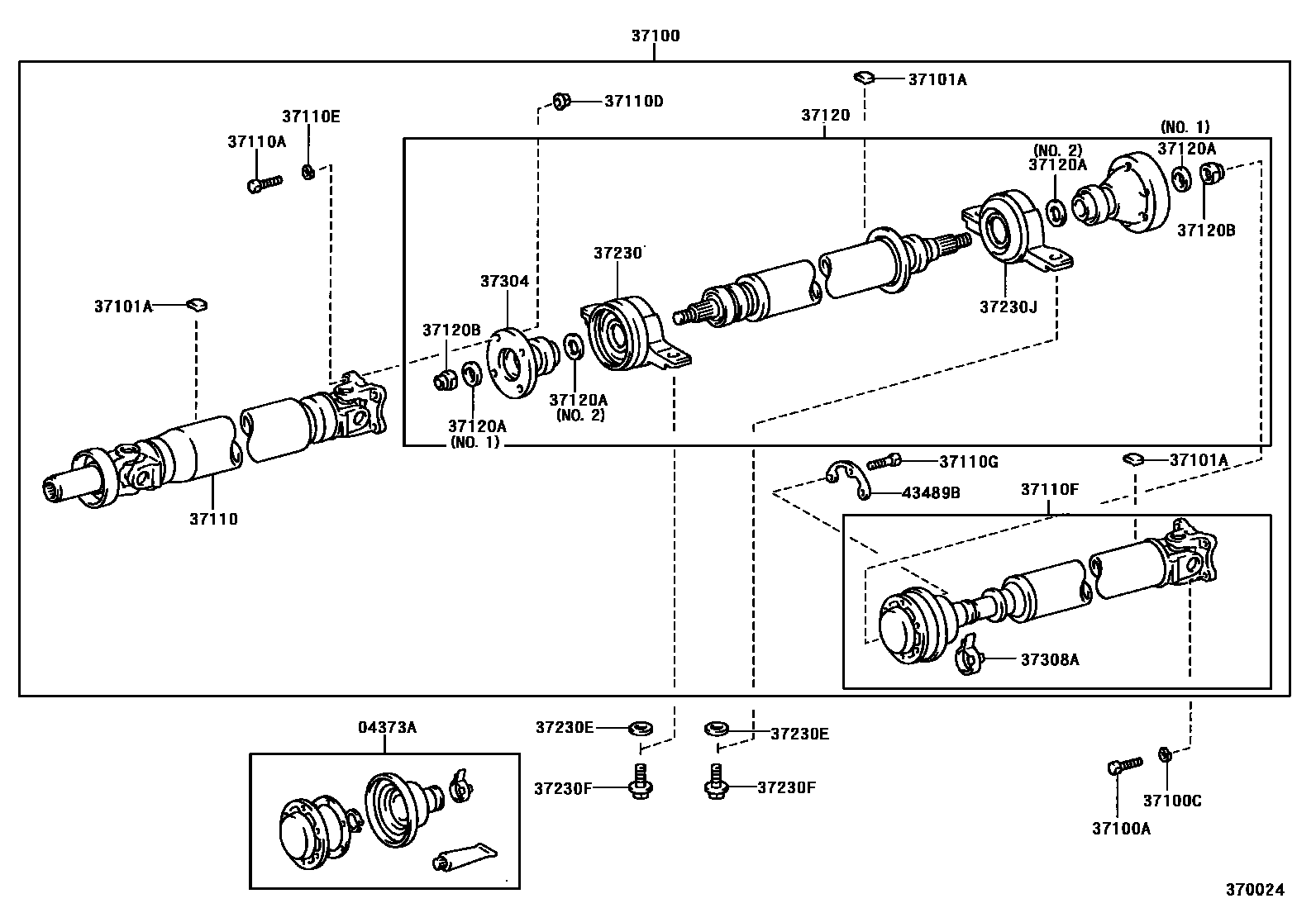 Toyota CAMRY Propeller Shaft & Universal Joint EPC diagram — 370024