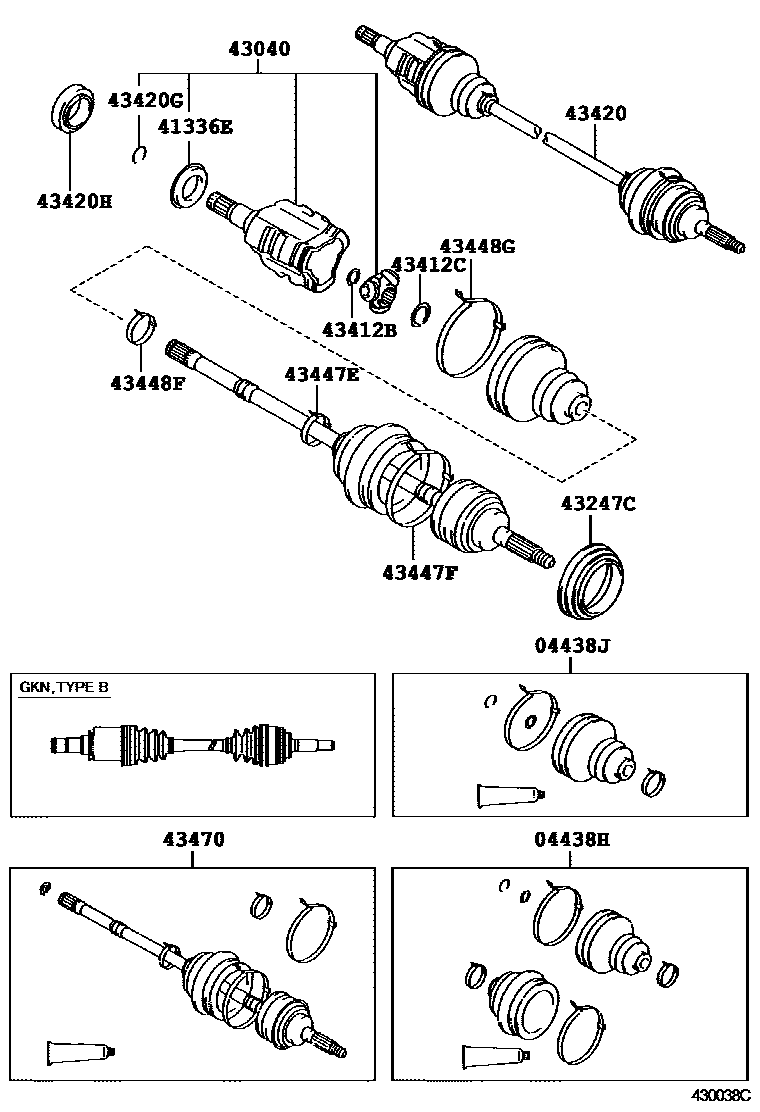 Toyota CAMRY Front Drive Shaft EPC diagram — 430038C