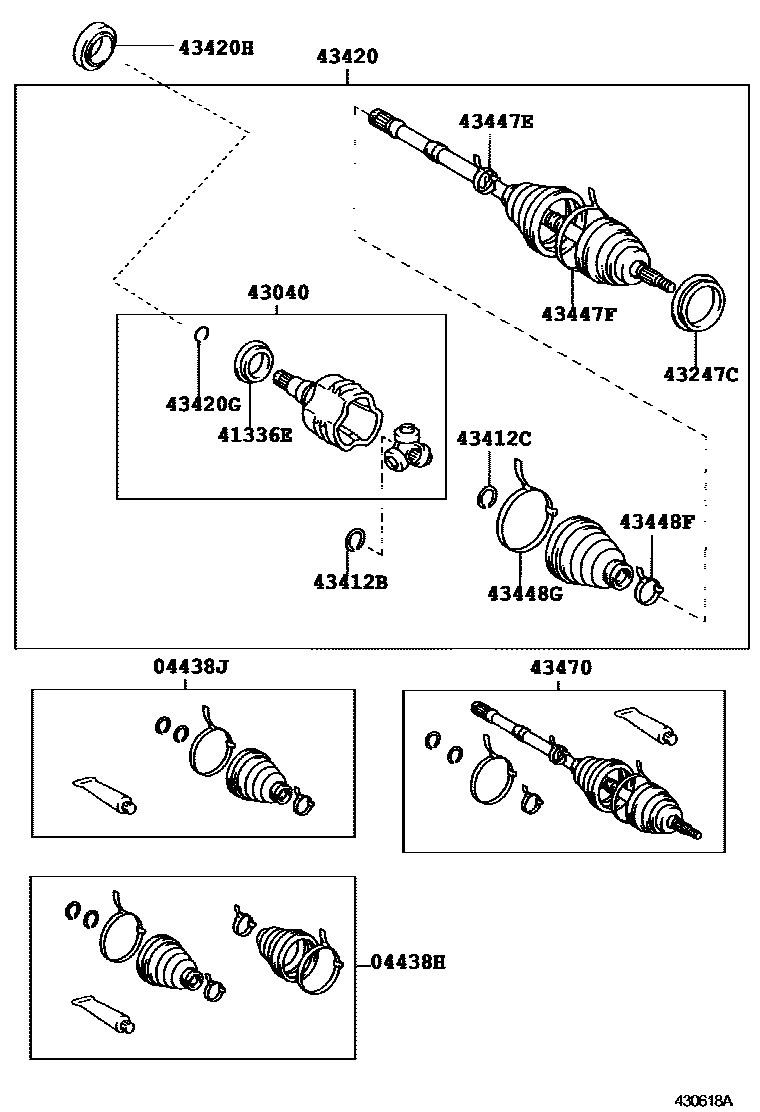 Toyota CAMRY Front Drive Shaft EPC diagram — 430618A