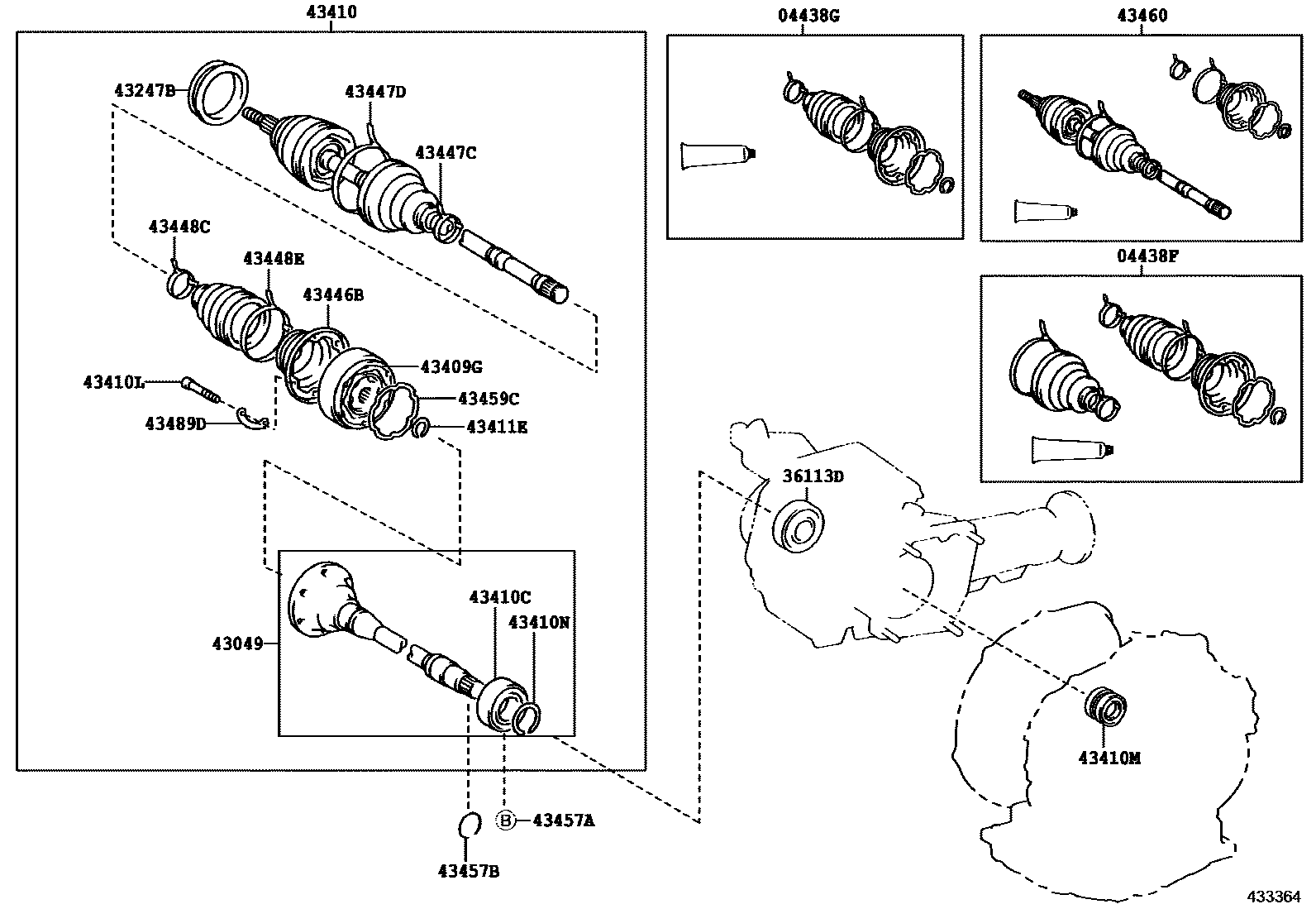 Toyota CAMRY Front Drive Shaft EPC diagram — 433364