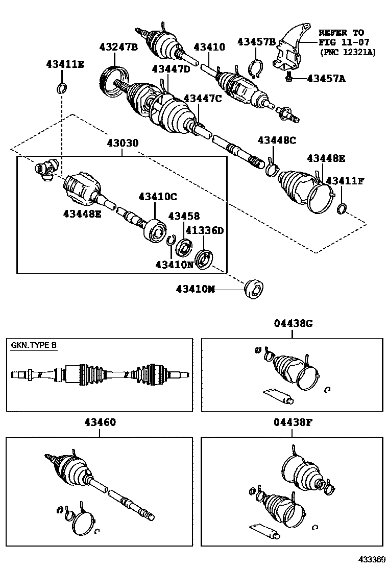 Toyota CAMRY Front Drive Shaft EPC diagram — 433369