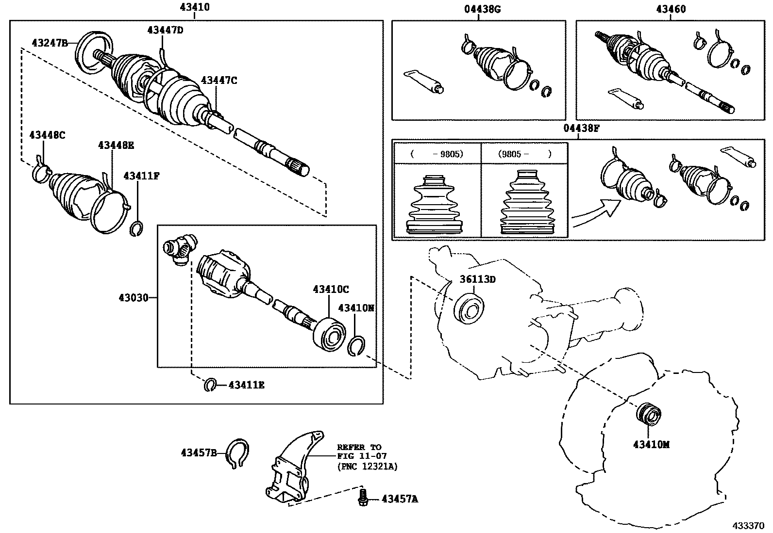 Toyota CAMRY Front Drive Shaft EPC diagram — 433370