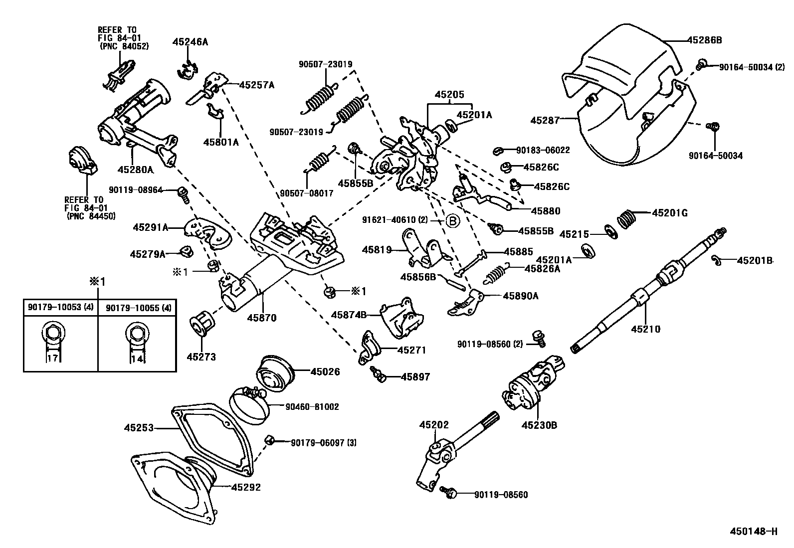 Toyota CAMRY Steering Column & Shaft EPC diagram — 450148H