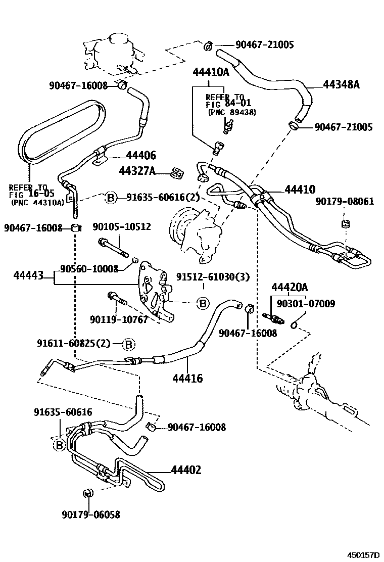 Toyota CAMRY 动力转向配管 EPC diagram — 450157D