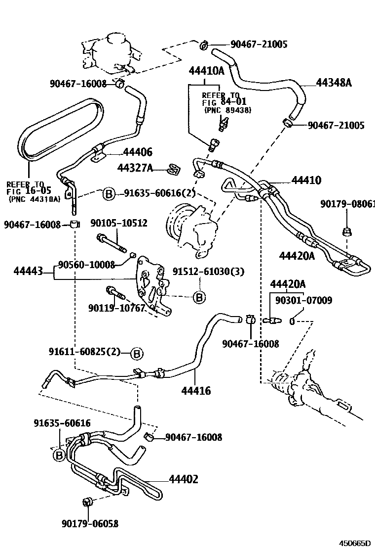 Toyota CAMRY 动力转向配管 EPC diagram — 450665D