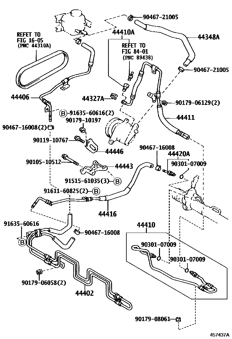 Toyota CAMRY 动力转向配管 EPC diagram — 457437A