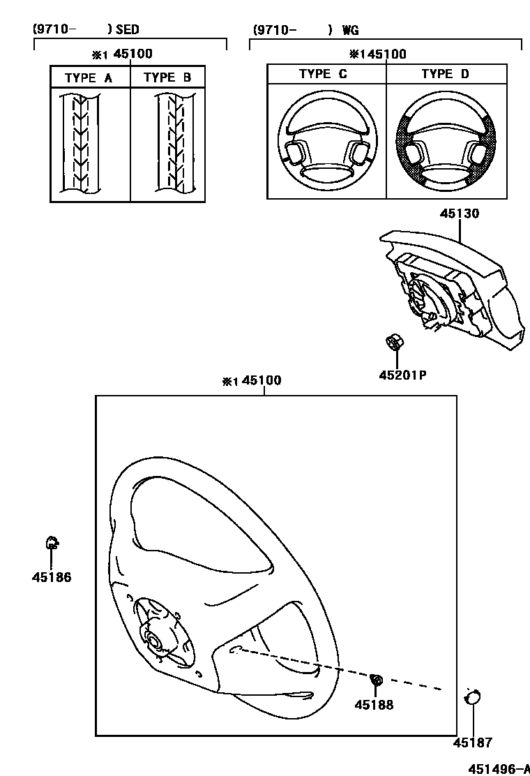 Toyota CAMRY Steering Wheel EPC diagram — 451496A