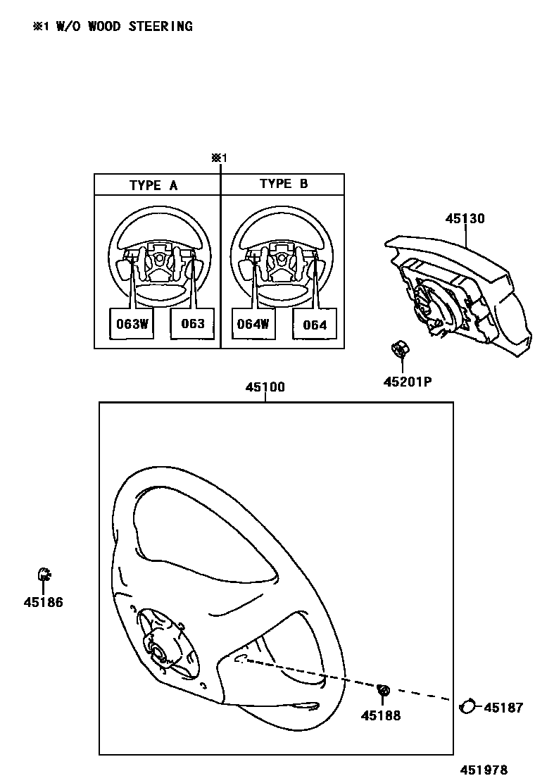 Toyota CAMRY Steering Wheel EPC diagram — 451978