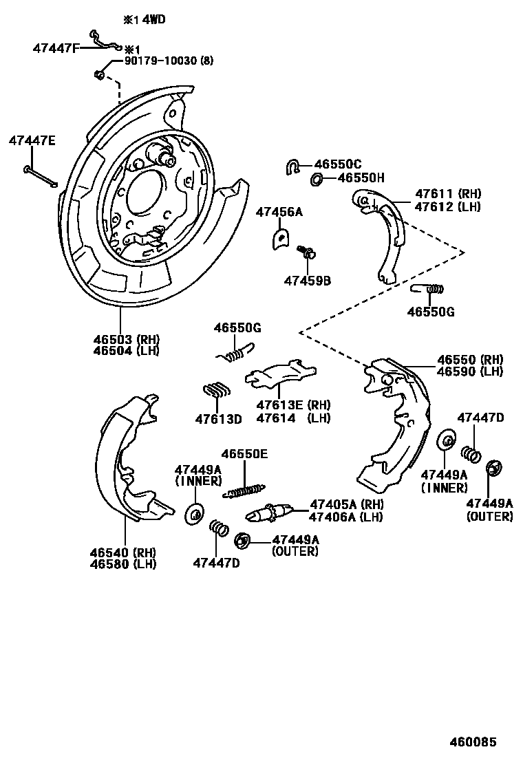 Toyota CAMRY Parking Brake & Cable EPC diagram — 460085
