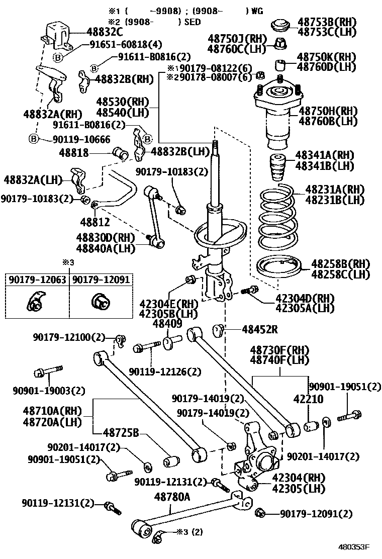 Toyota CAMRY Rear Spring & Shock Absorber EPC diagram — 480353F