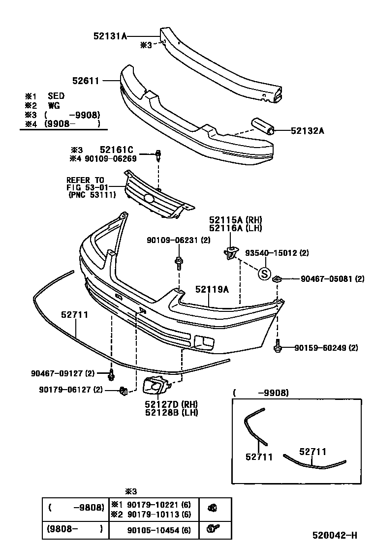 Toyota CAMRY 前保险杠及附件 EPC diagram — 520042H