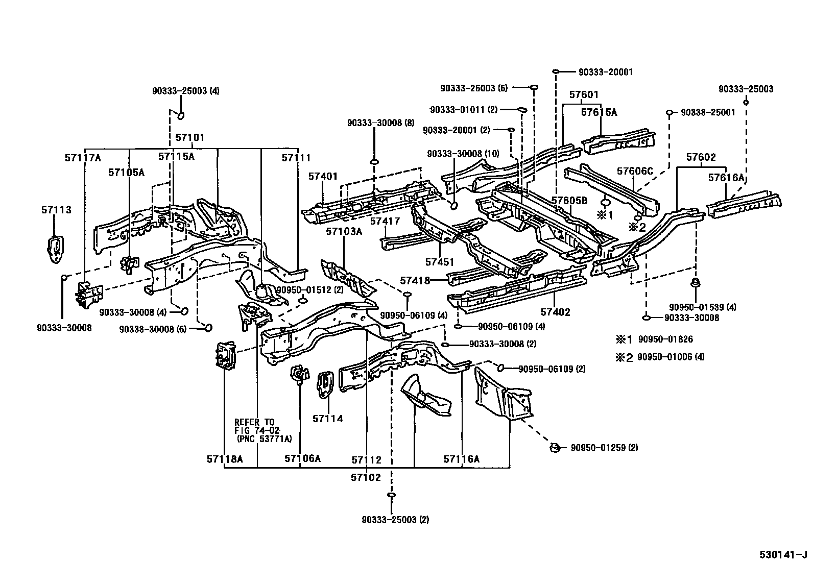 Toyota CAMRY Floor stringers EPC diagram — 530141J
