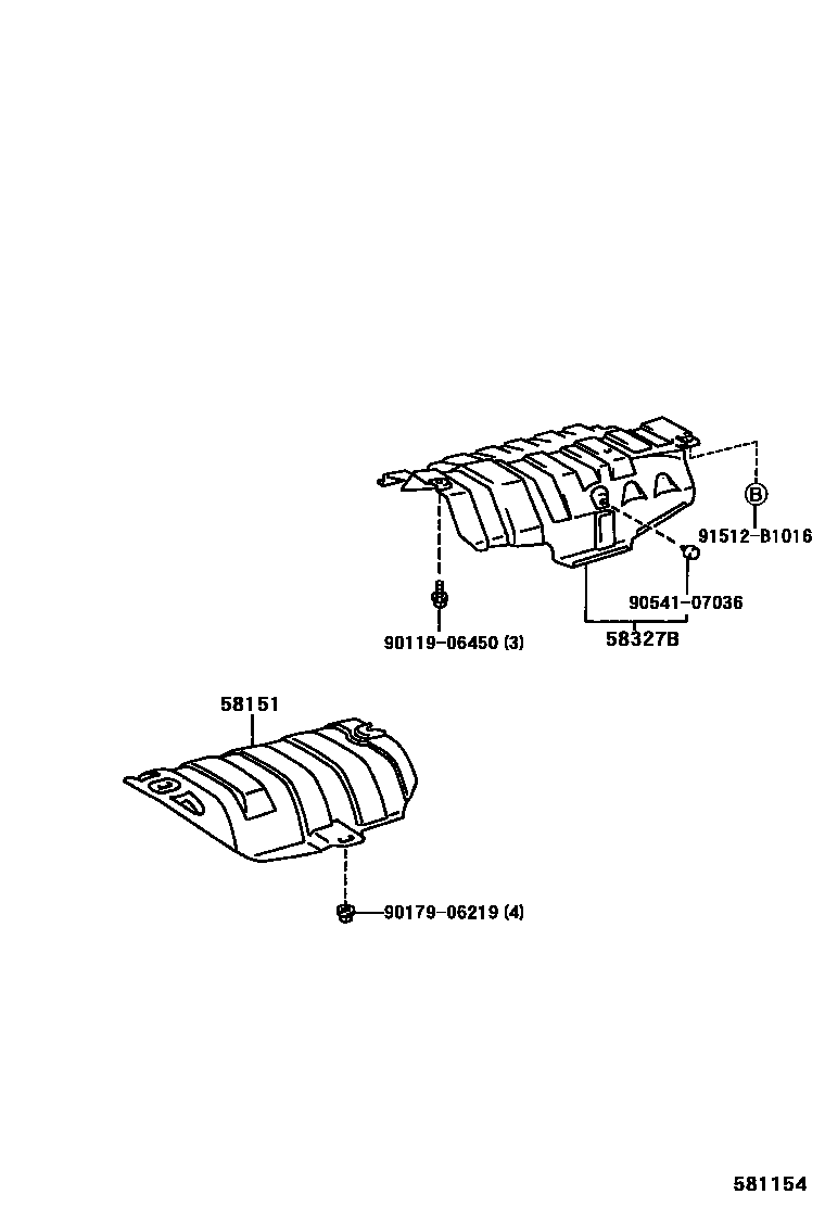 Toyota CAMRY 地板隔热垫 EPC diagram — 581154
