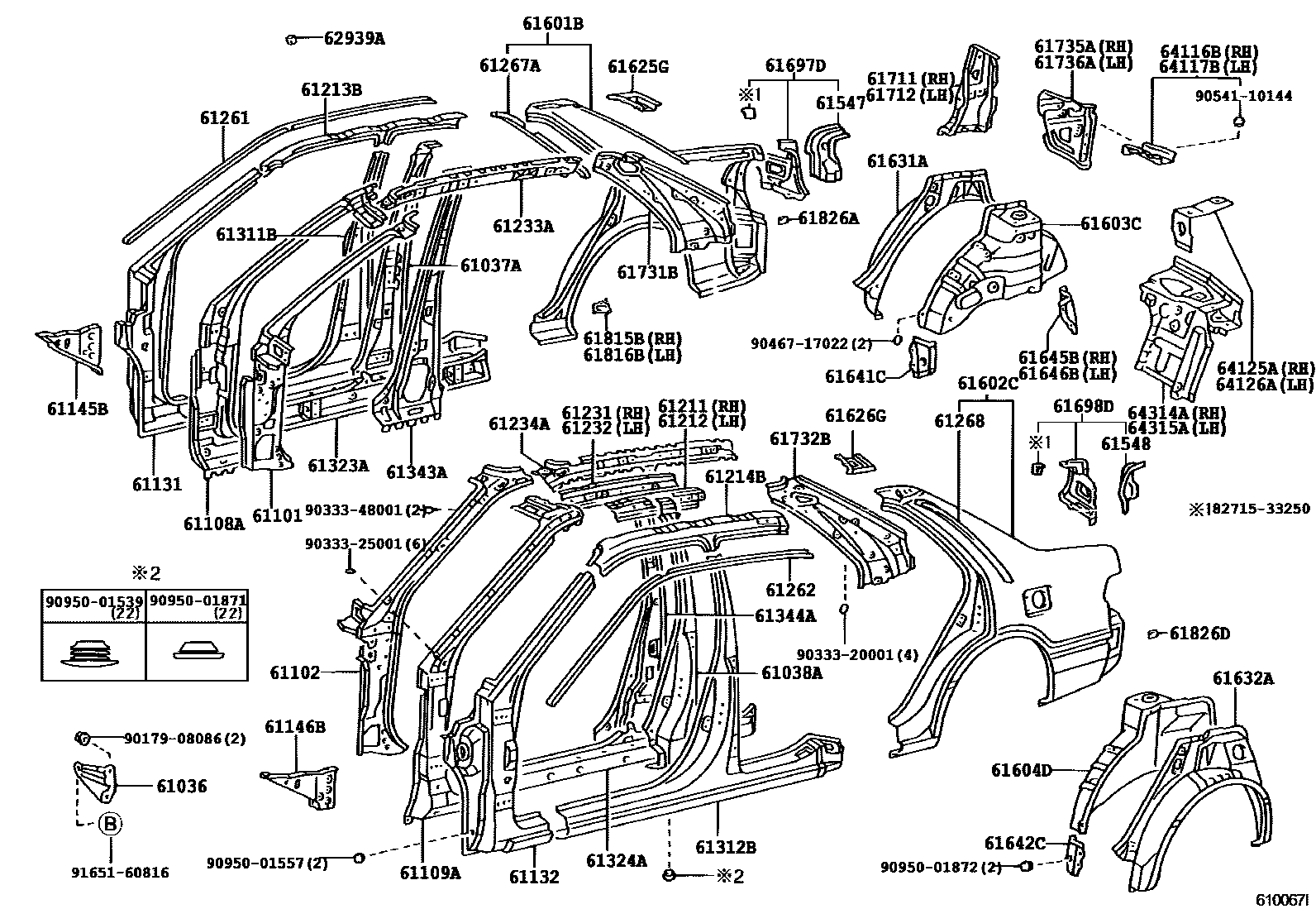 Toyota CAMRY 侧梁 EPC diagram — 610067I