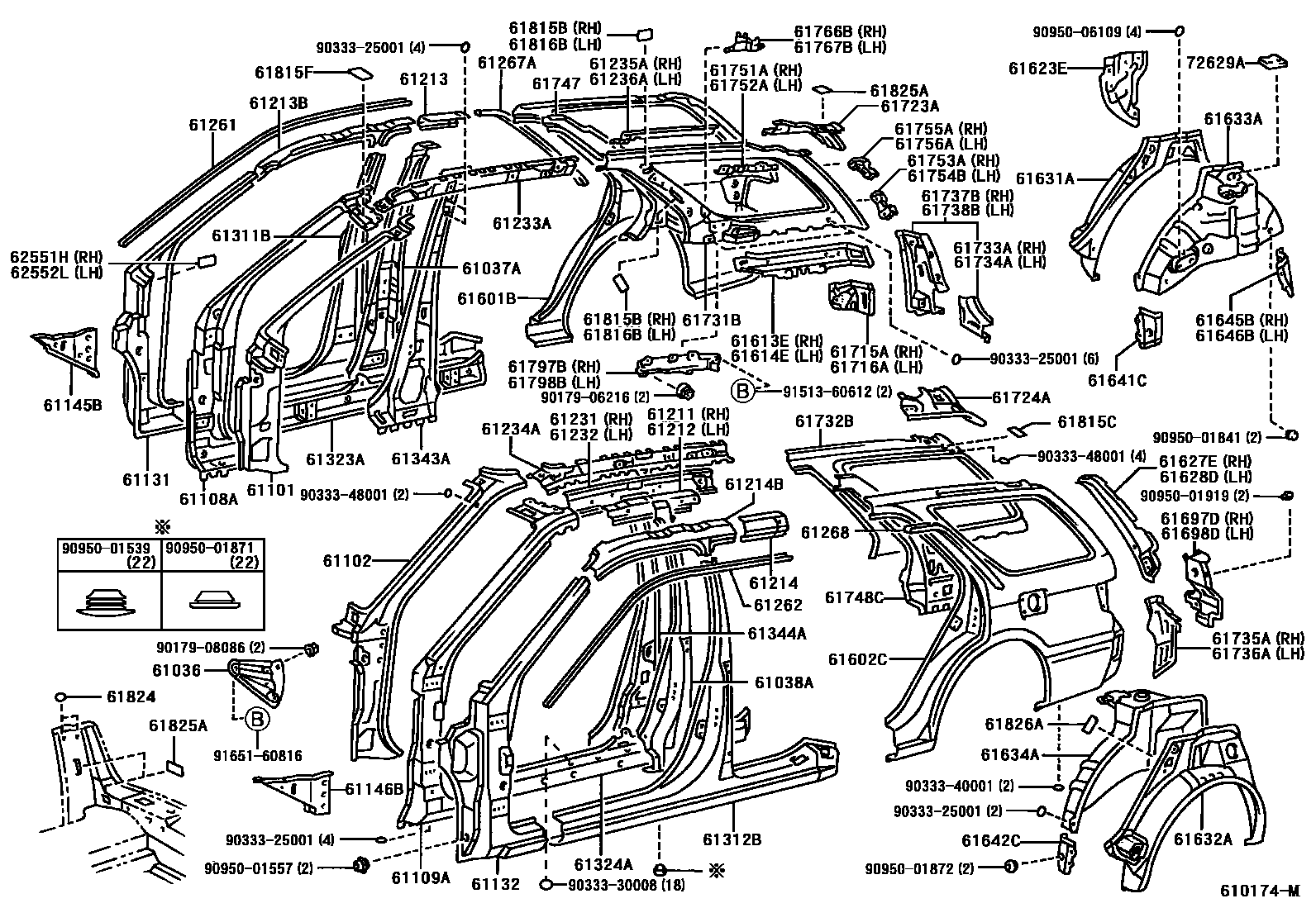 Toyota CAMRY 侧梁 EPC diagram — 610174M