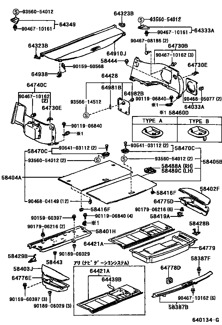 Toyota CAMRY 底板和底板装饰罩 EPC diagram — 640134G