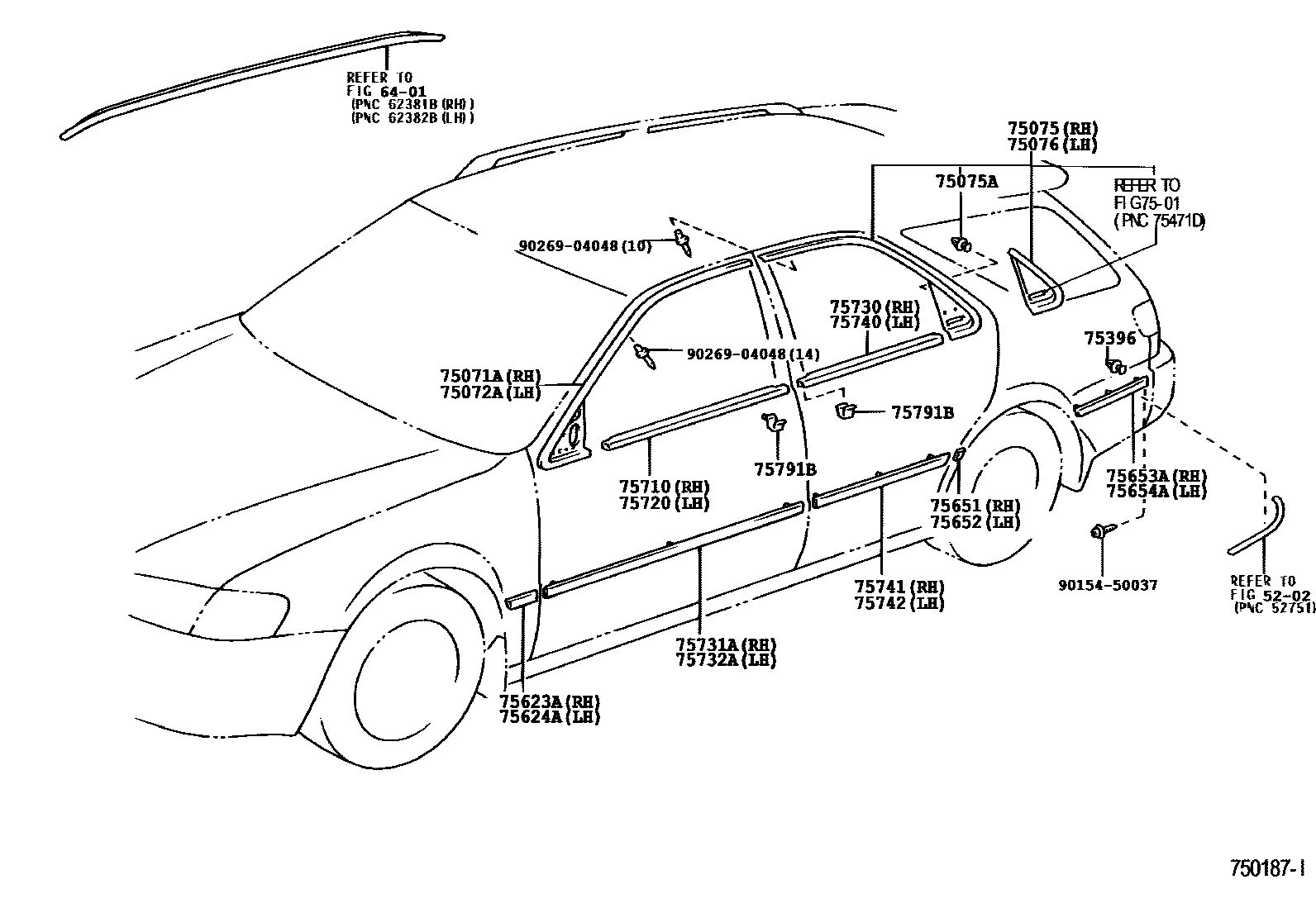 Toyota CAMRY 侧防护条 EPC diagram — 750187I