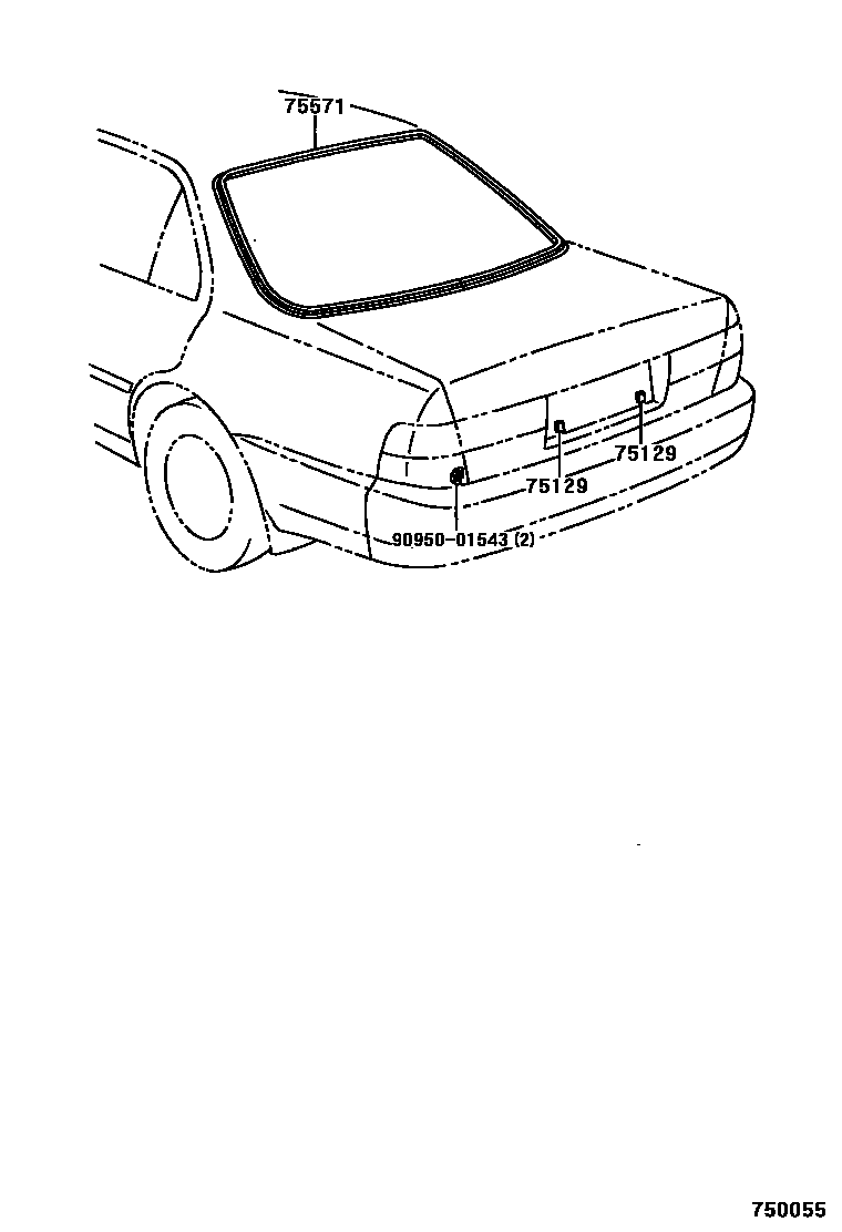 Toyota CAMRY 后防护条 EPC diagram — 750055
