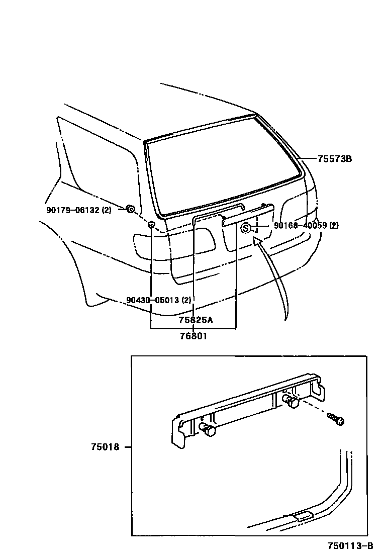 Toyota CAMRY 后防护条 EPC diagram — 750113B