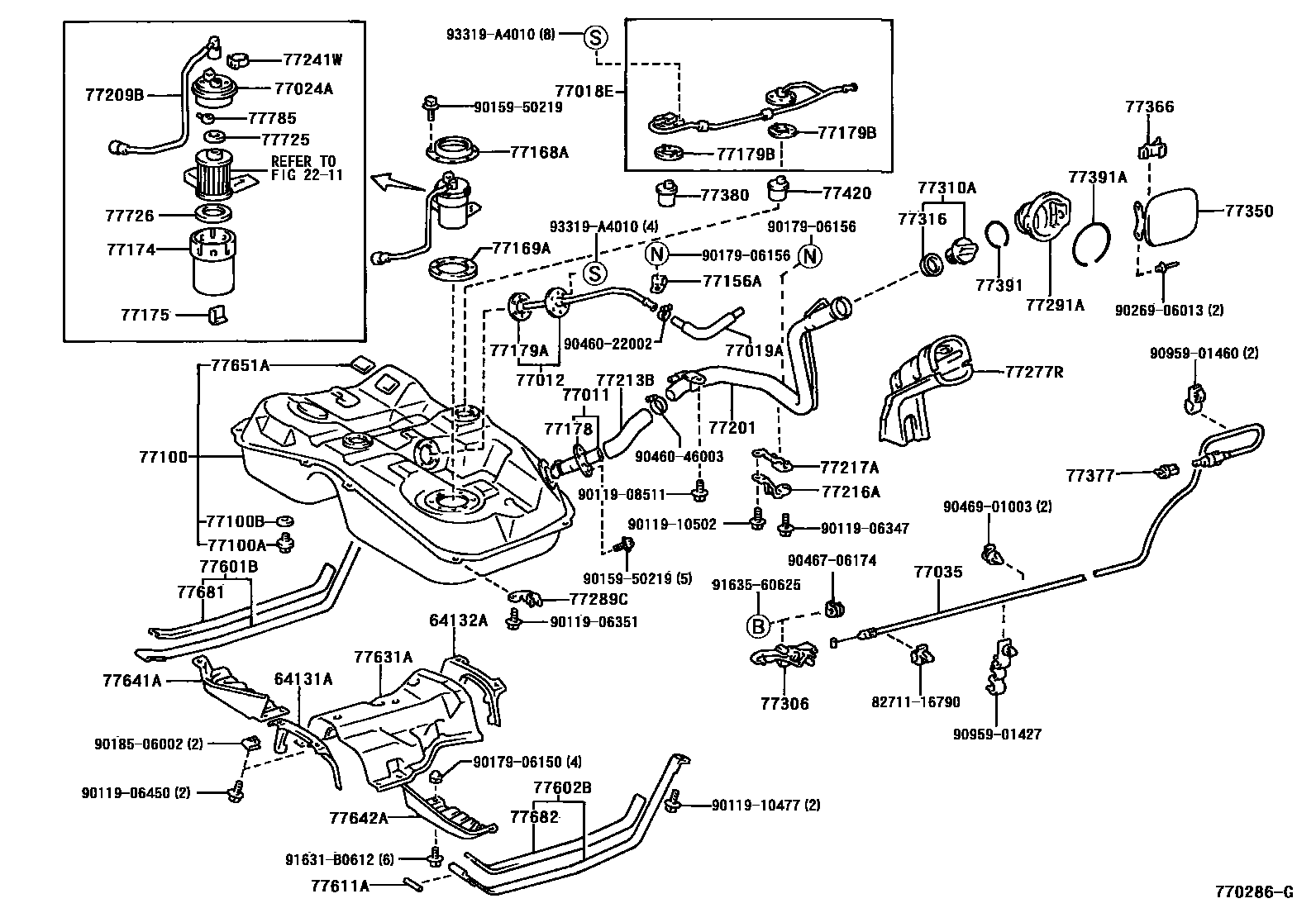 Toyota CAMRY 燃油箱和燃油管 EPC diagram — 770286G