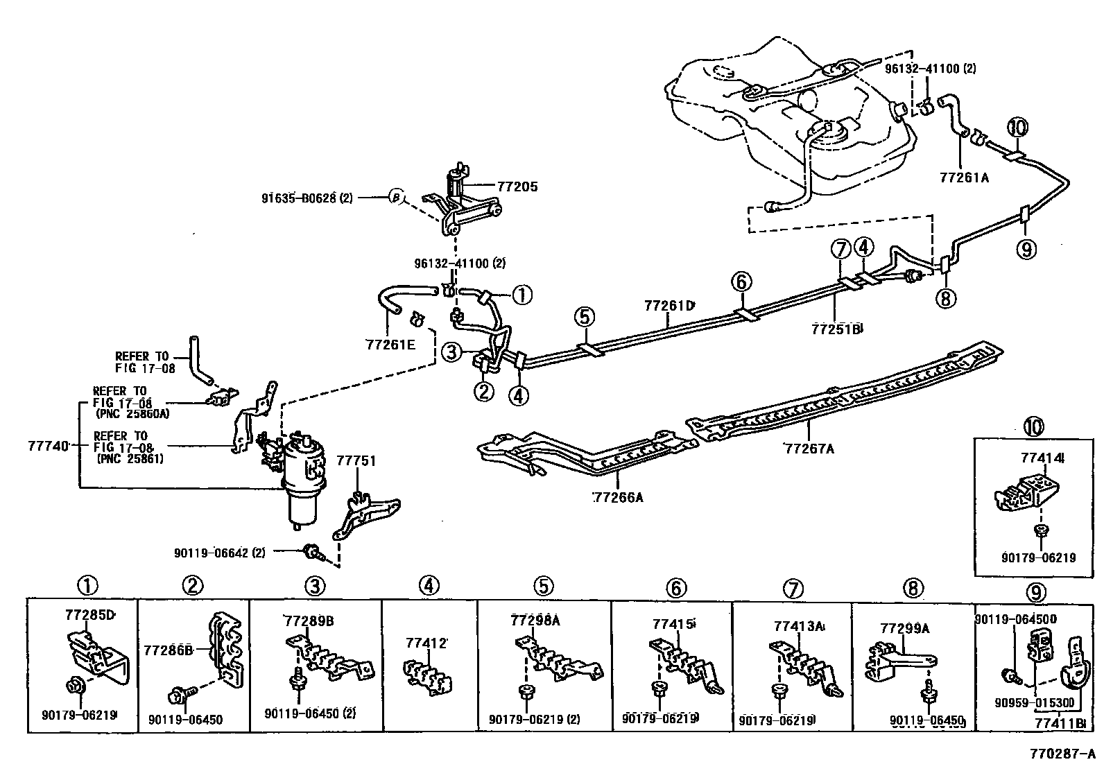 Toyota CAMRY 燃油箱和燃油管 EPC diagram — 770287A