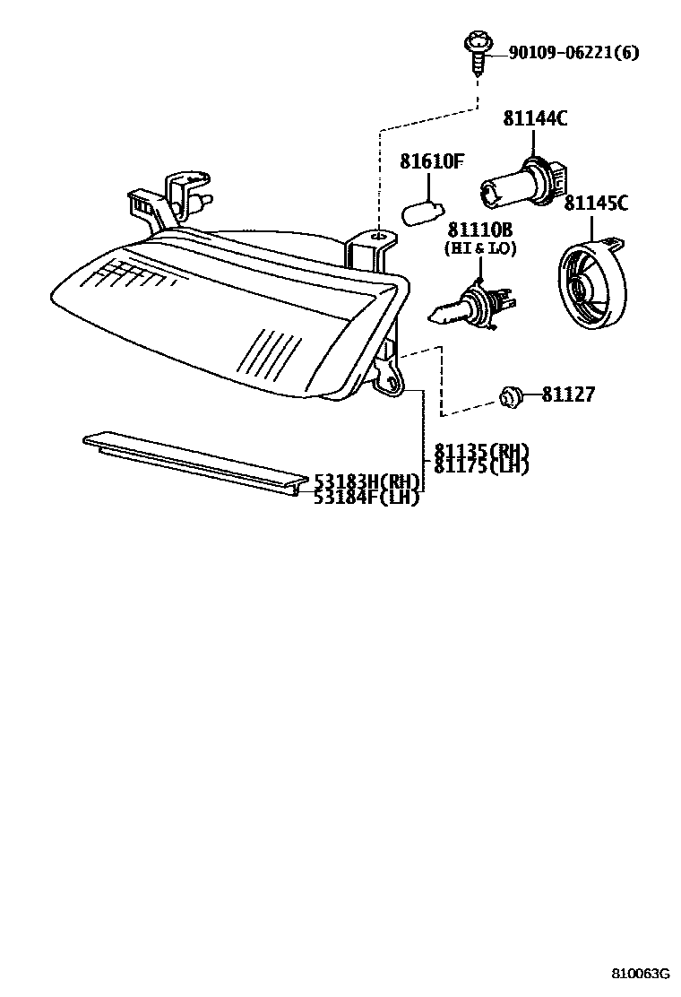 Toyota CAMRY Headlamp EPC diagram — 810063G