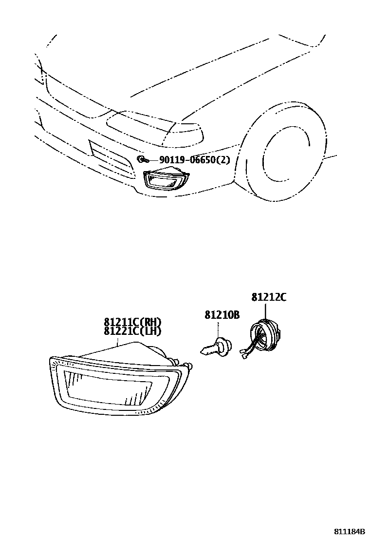 Toyota CAMRY Fog Lamp EPC diagram — 811184B
