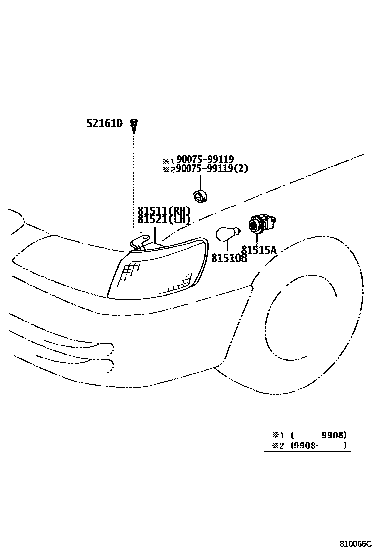 Toyota CAMRY 前转向灯 EPC diagram — 810066C