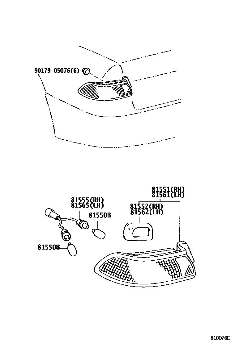 Toyota CAMRY 后组合灯 EPC diagram — 810076D