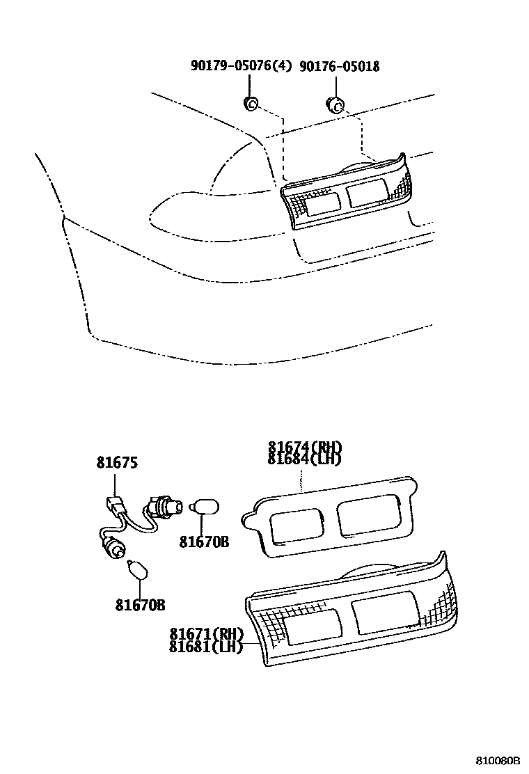Toyota CAMRY 倒车灯 EPC diagram — 810080B