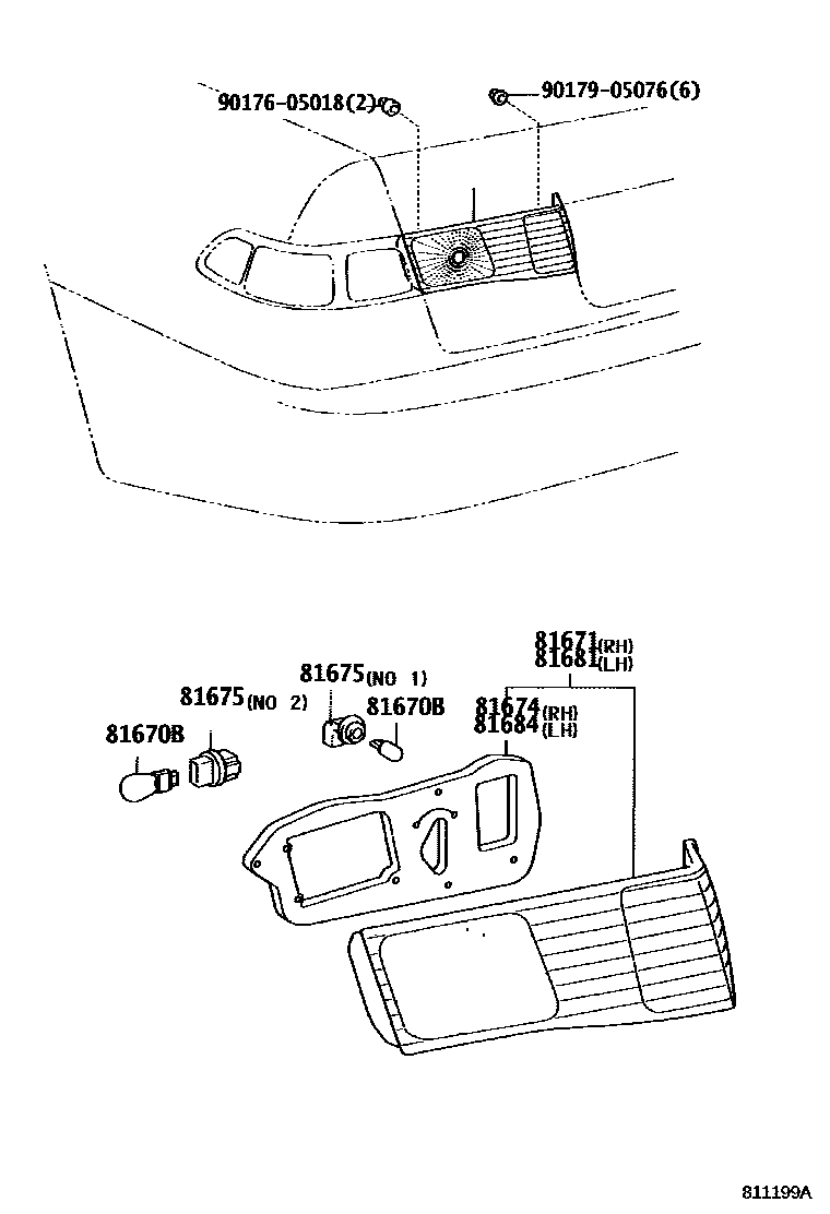 Toyota CAMRY 倒车灯 EPC diagram — 811199A