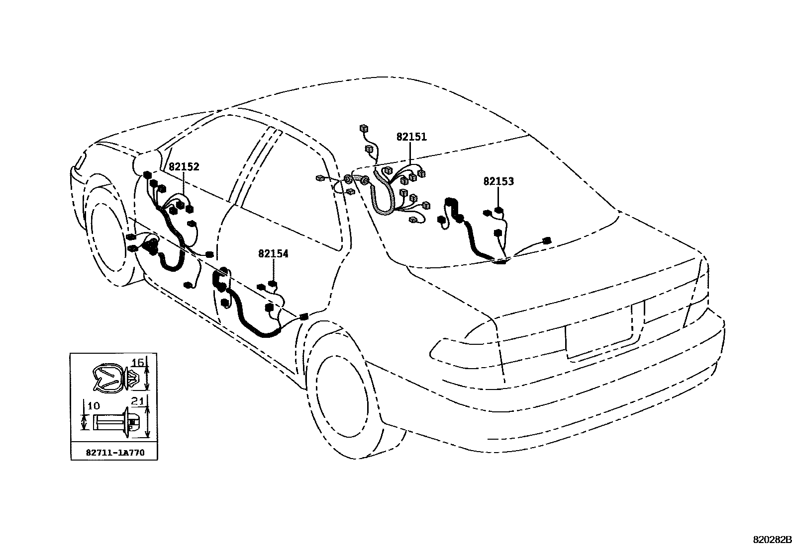 Toyota CAMRY 线束和卡夹 EPC diagram — 820282B
