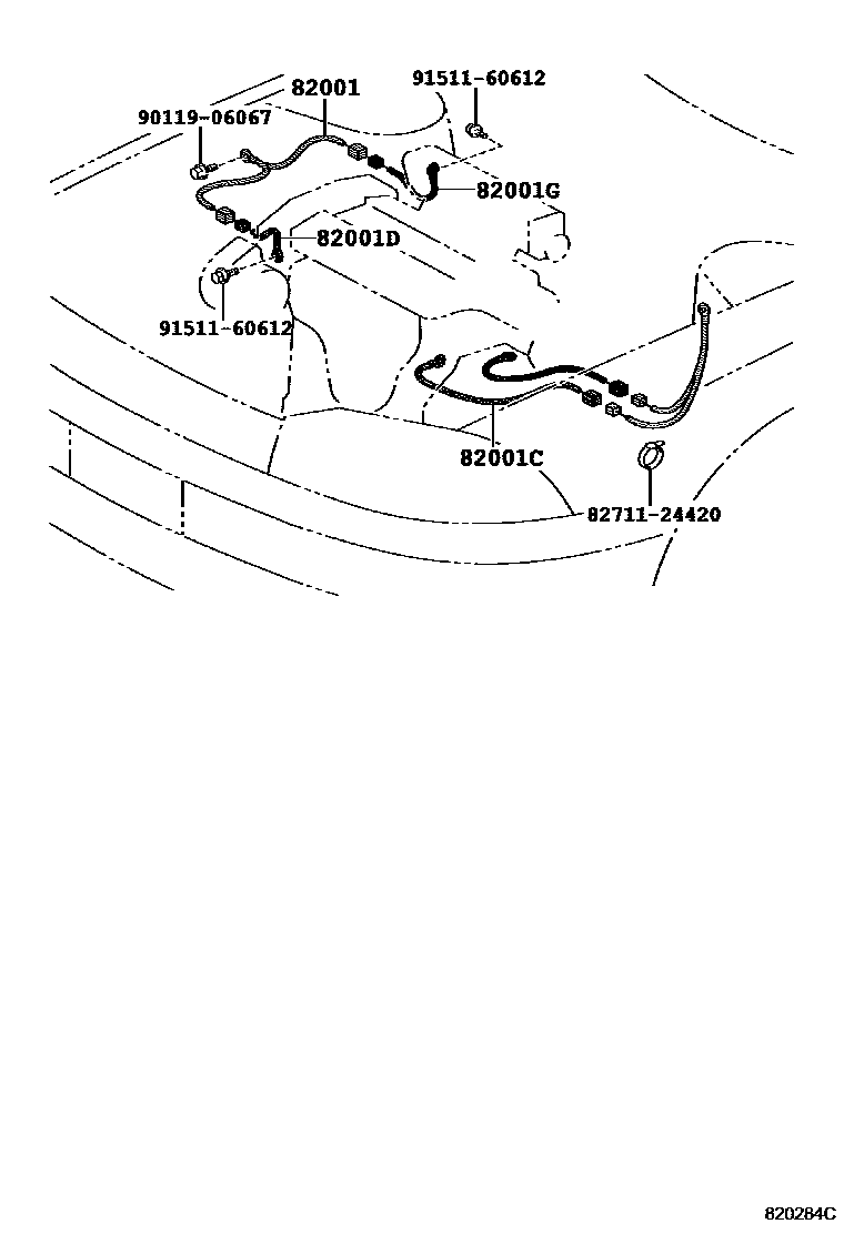 Toyota CAMRY 线束和卡夹 EPC diagram — 820284C