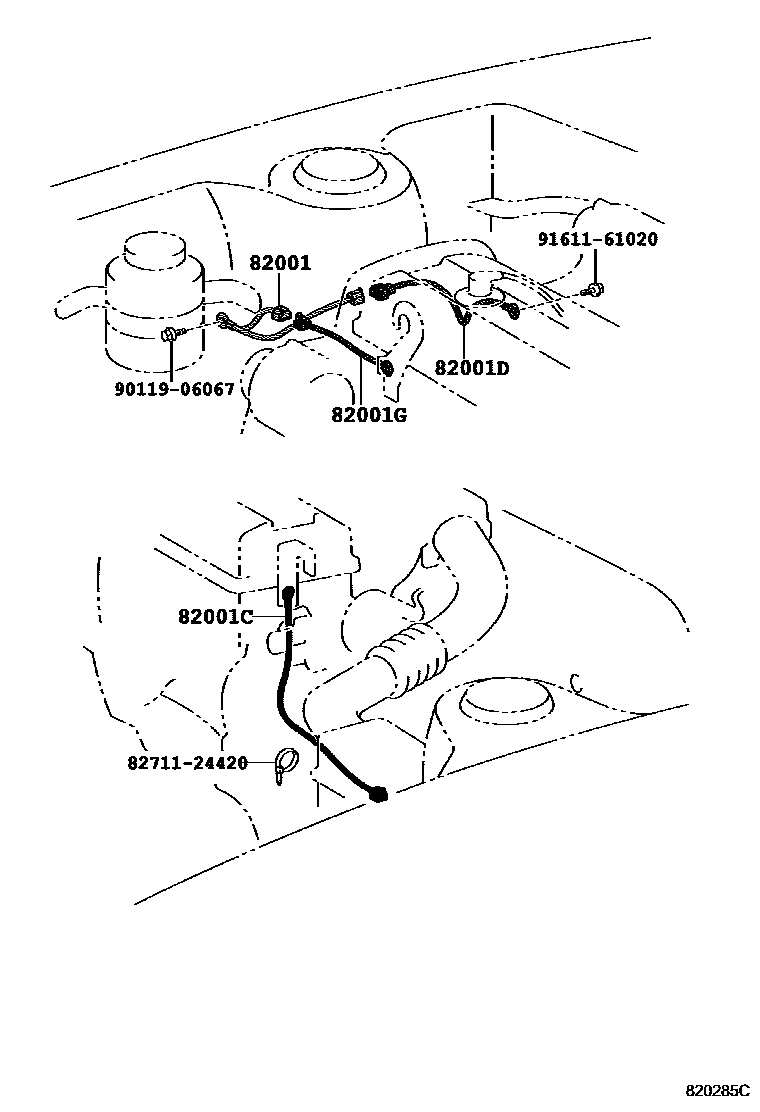 Toyota CAMRY 线束和卡夹 EPC diagram — 820285C