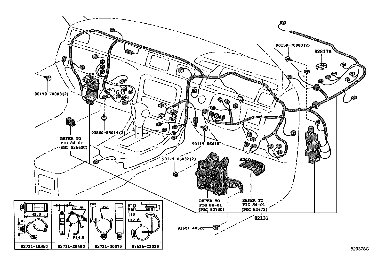 Toyota CAMRY 线束和卡夹 EPC diagram — 820378G