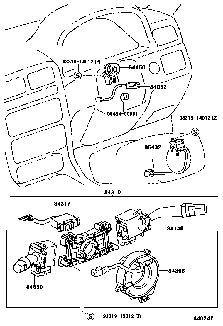 Toyota CAMRY 开关和继电器和ECU EPC diagram — 840242