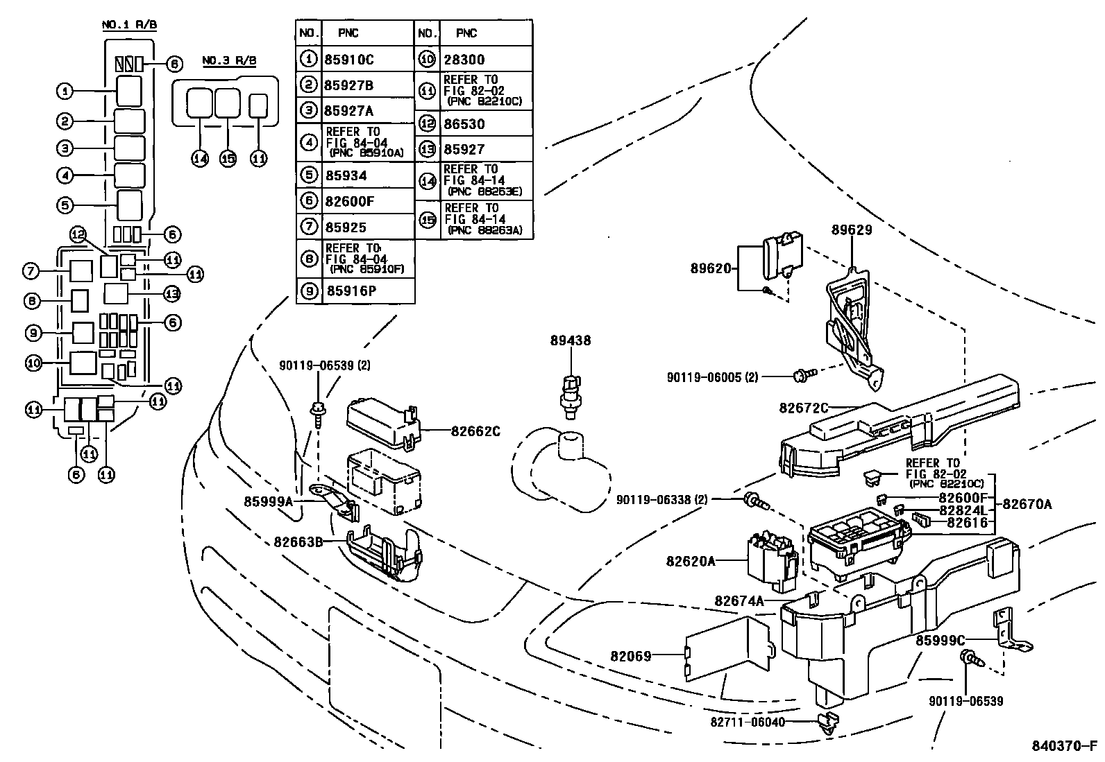Toyota CAMRY 开关和继电器和ECU EPC diagram — 840370F