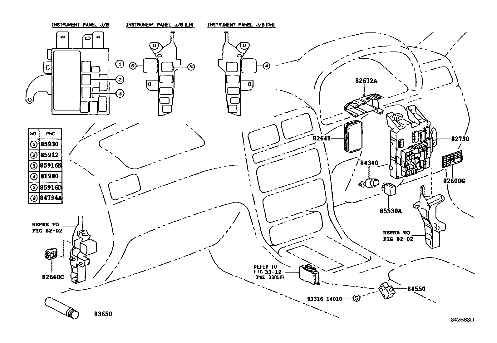 Toyota CAMRY 开关和继电器和ECU EPC diagram — 842668D