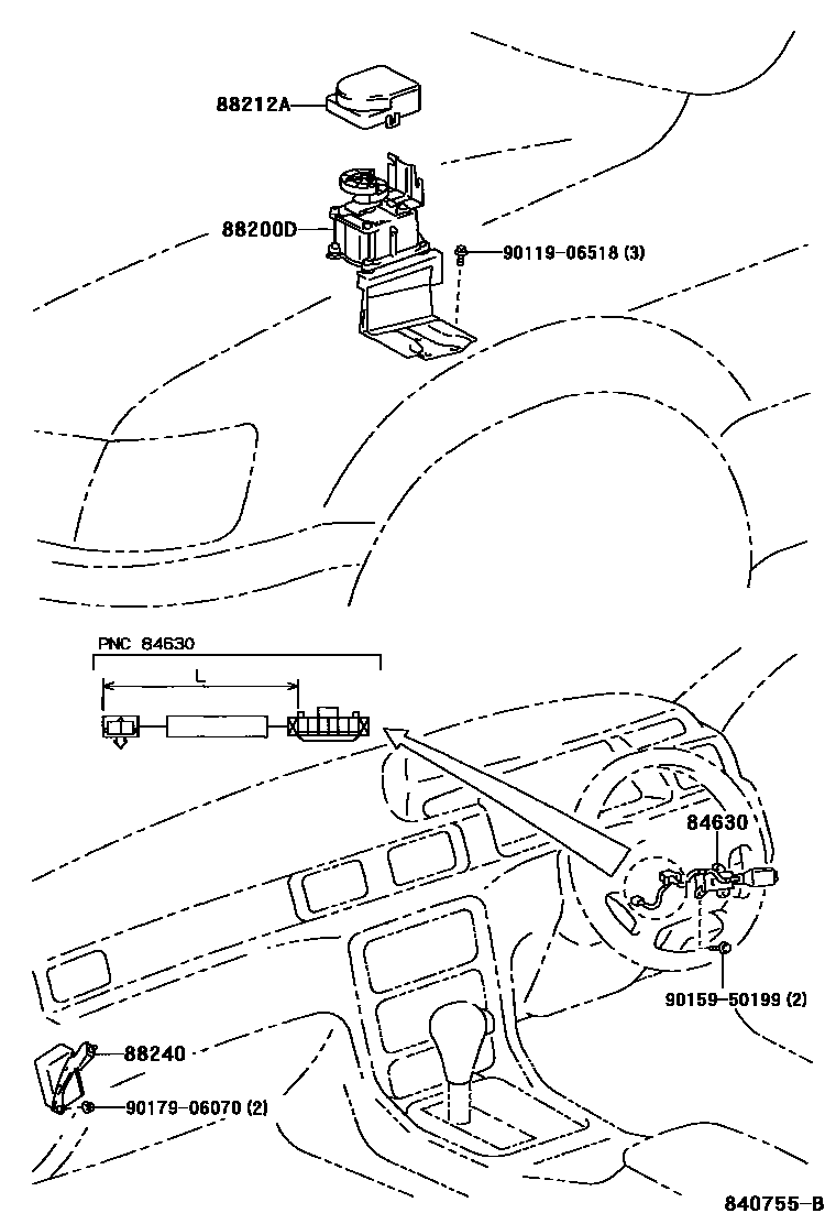 Toyota CAMRY 巡航控制(自动行驶) EPC diagram — 840755B