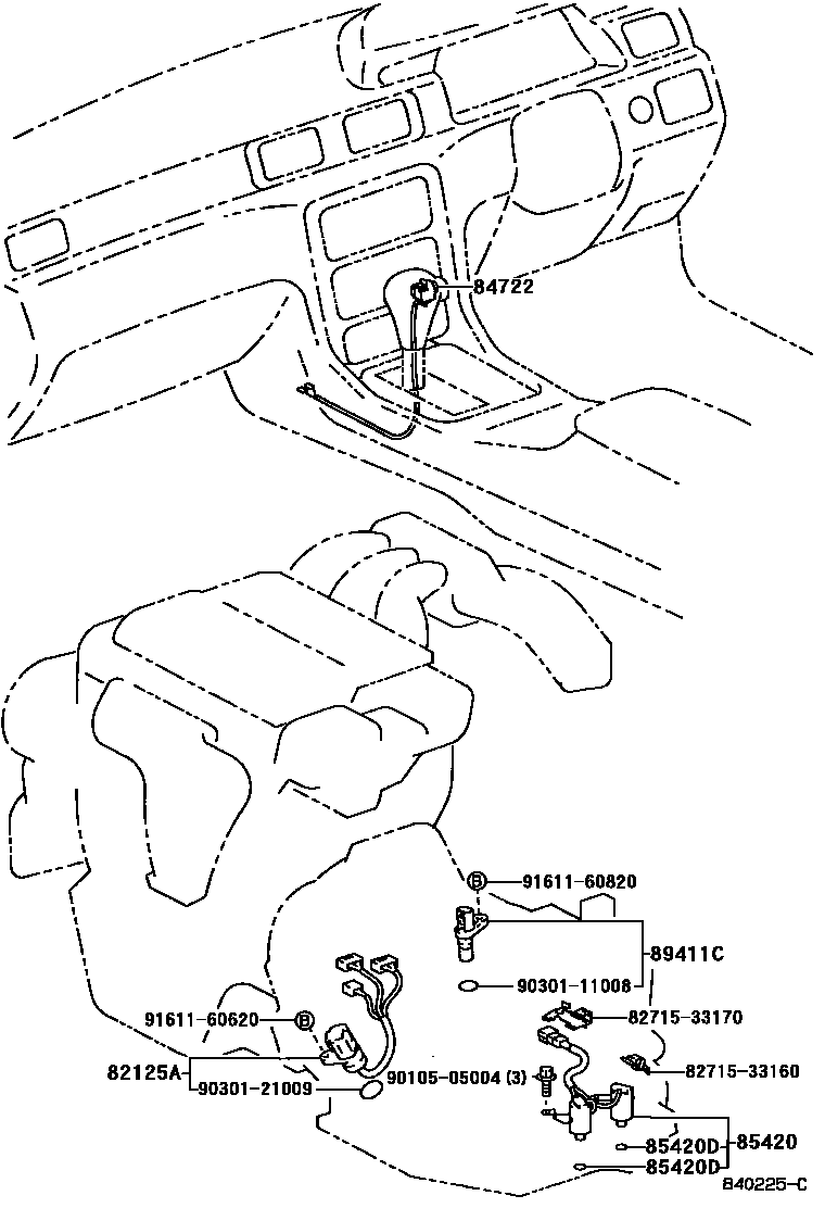 Toyota CAMRY 超速档和电子控制变速器 EPC diagram — 840225C