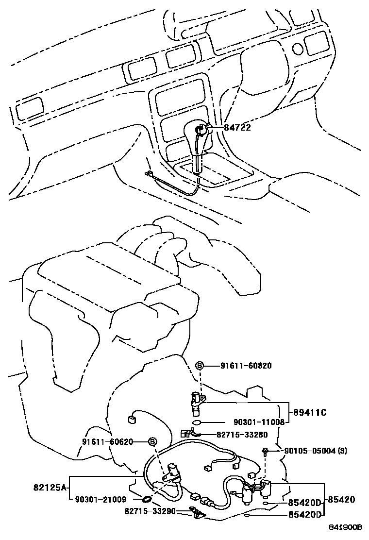 Toyota CAMRY 超速档和电子控制变速器 EPC diagram — 841900B