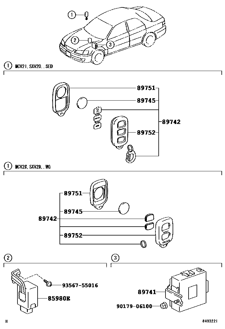 Toyota CAMRY 遥控门锁 EPC diagram — 840322I