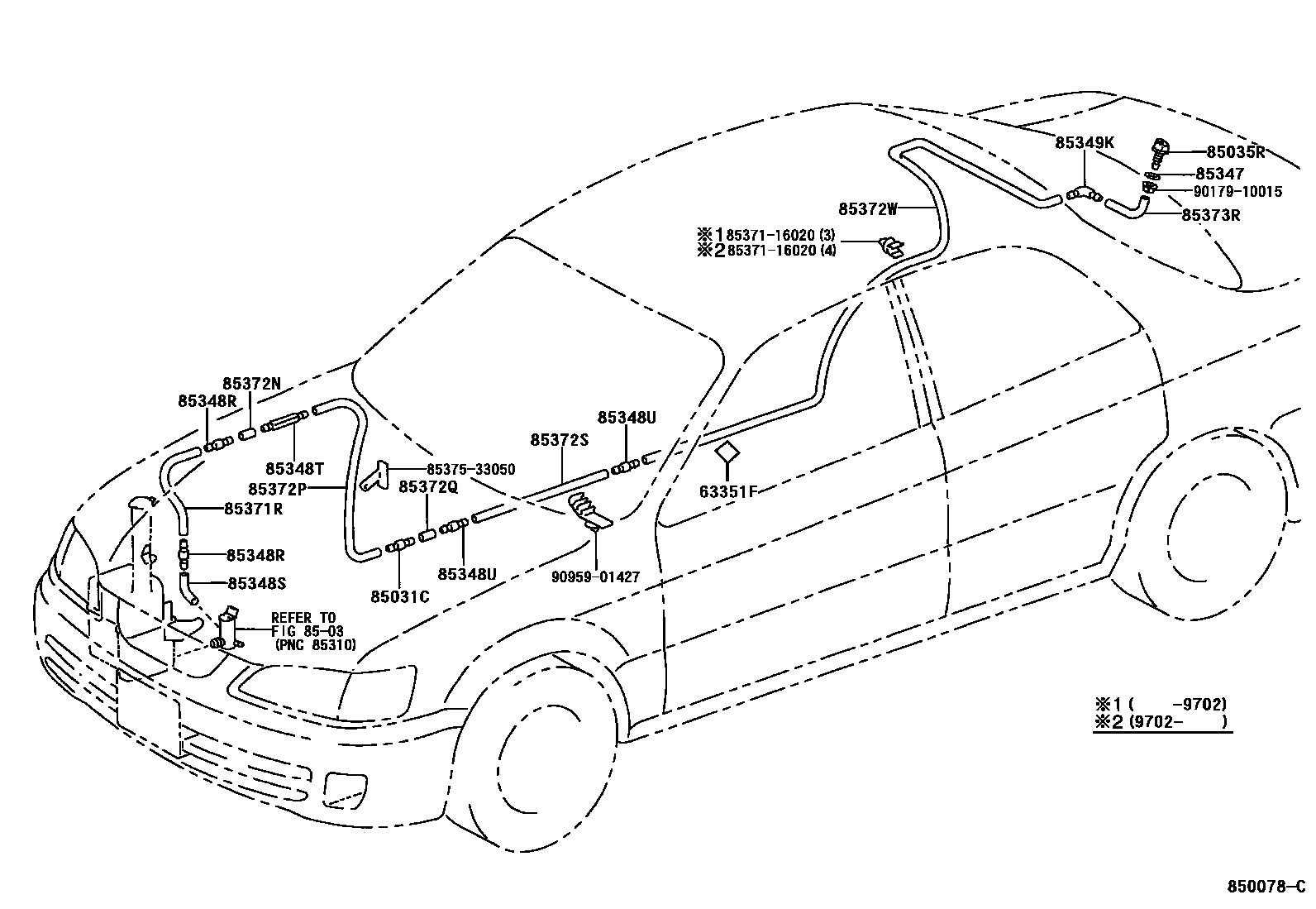 Toyota CAMRY 后清洗器 EPC diagram — 850078C