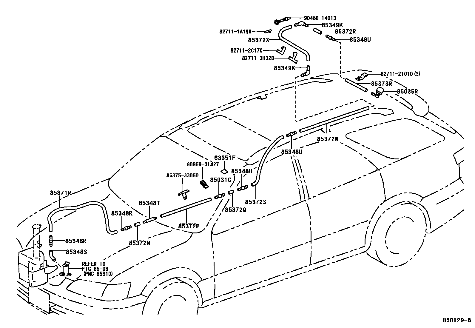 Toyota CAMRY 后清洗器 EPC diagram — 850129B