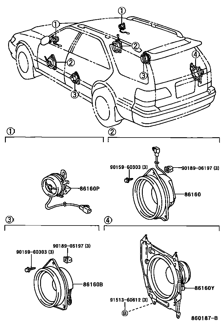 Toyota CAMRY 扬声器 EPC diagram — 860187B