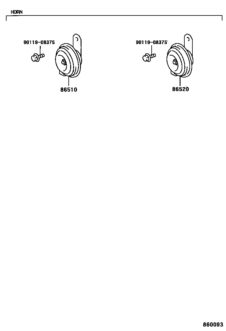 Toyota CAMRY 喇叭 EPC diagram — 860093